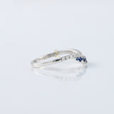 Blue Sapphire Round Cut Moissanite Diamond Chevron Band
