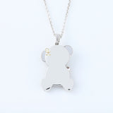 Cartoon Teddy Bear Bow Lab Grown Diamond Necklace Pendant