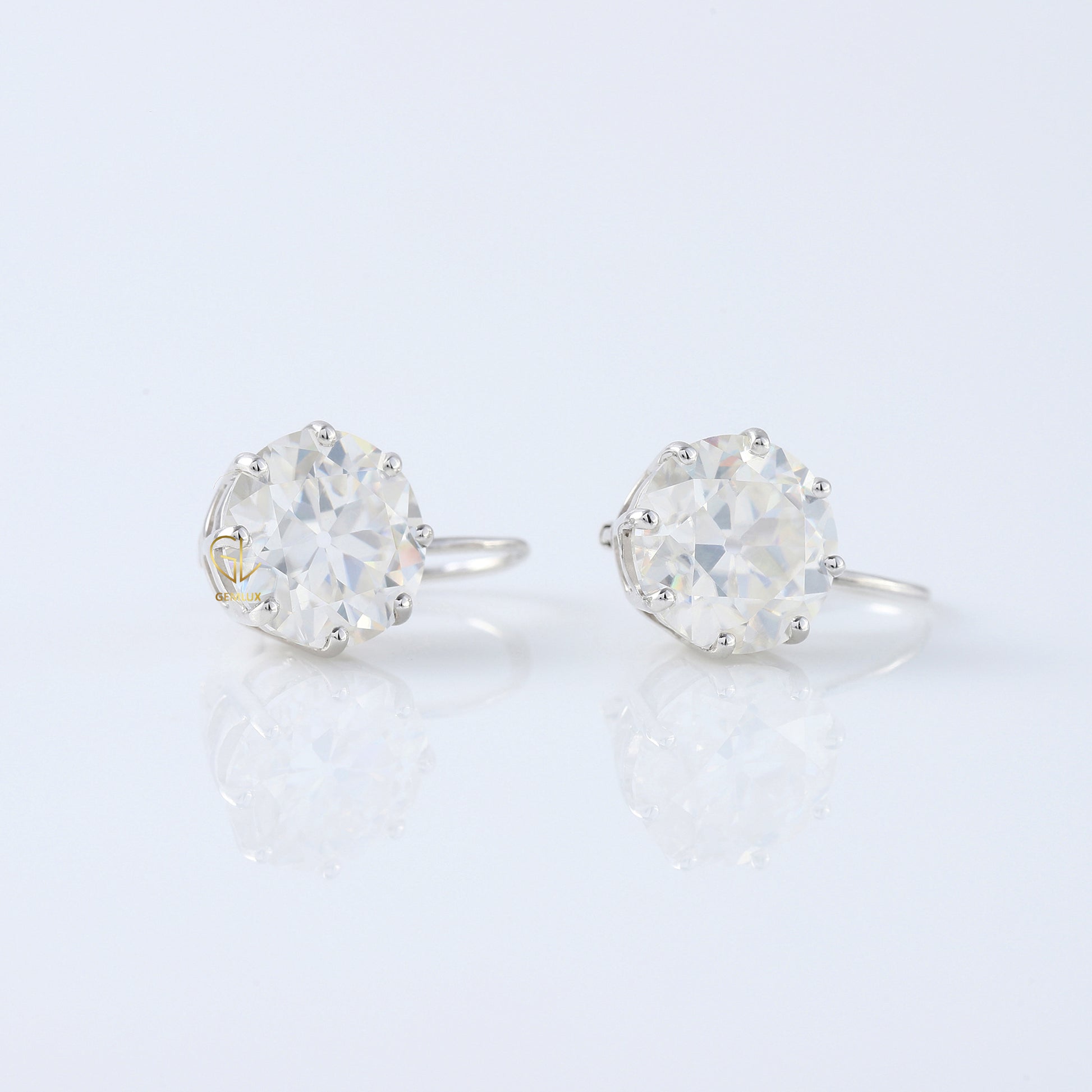 Certified Old European Round Cut Lab Grown Drop Earrings