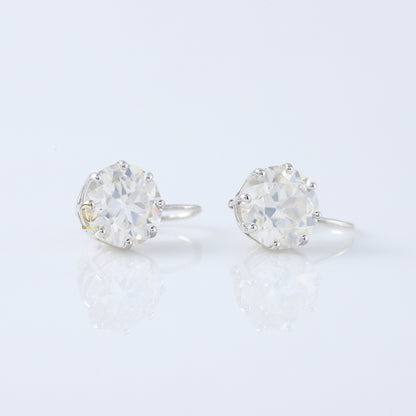 Certified Old European Round Cut Lab Grown Drop Earrings