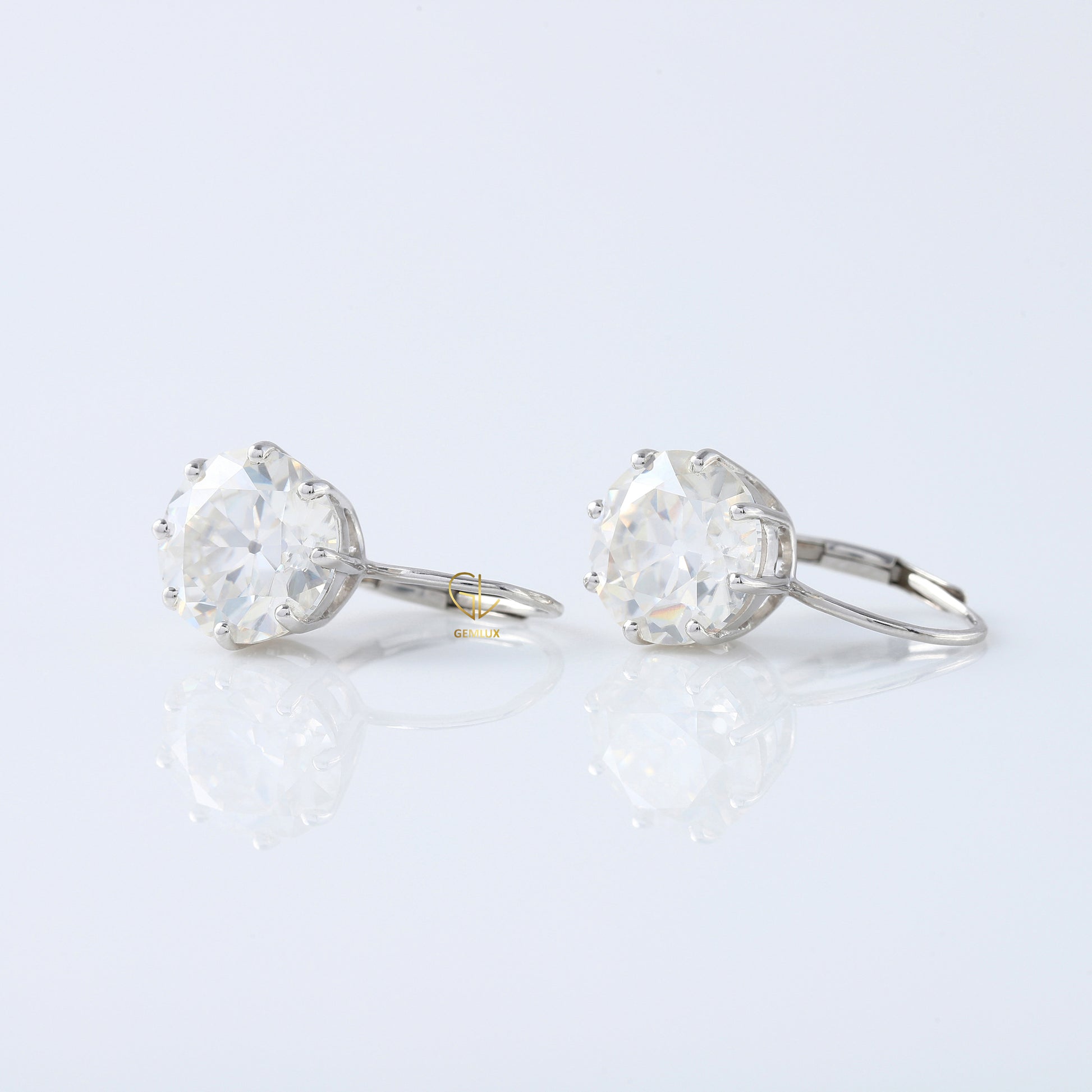 Certified Old European Round Cut Lab Grown Drop Earrings