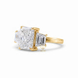 Certified Radiant Cut Three Stone Lab Grown Diamond Engagement Ring