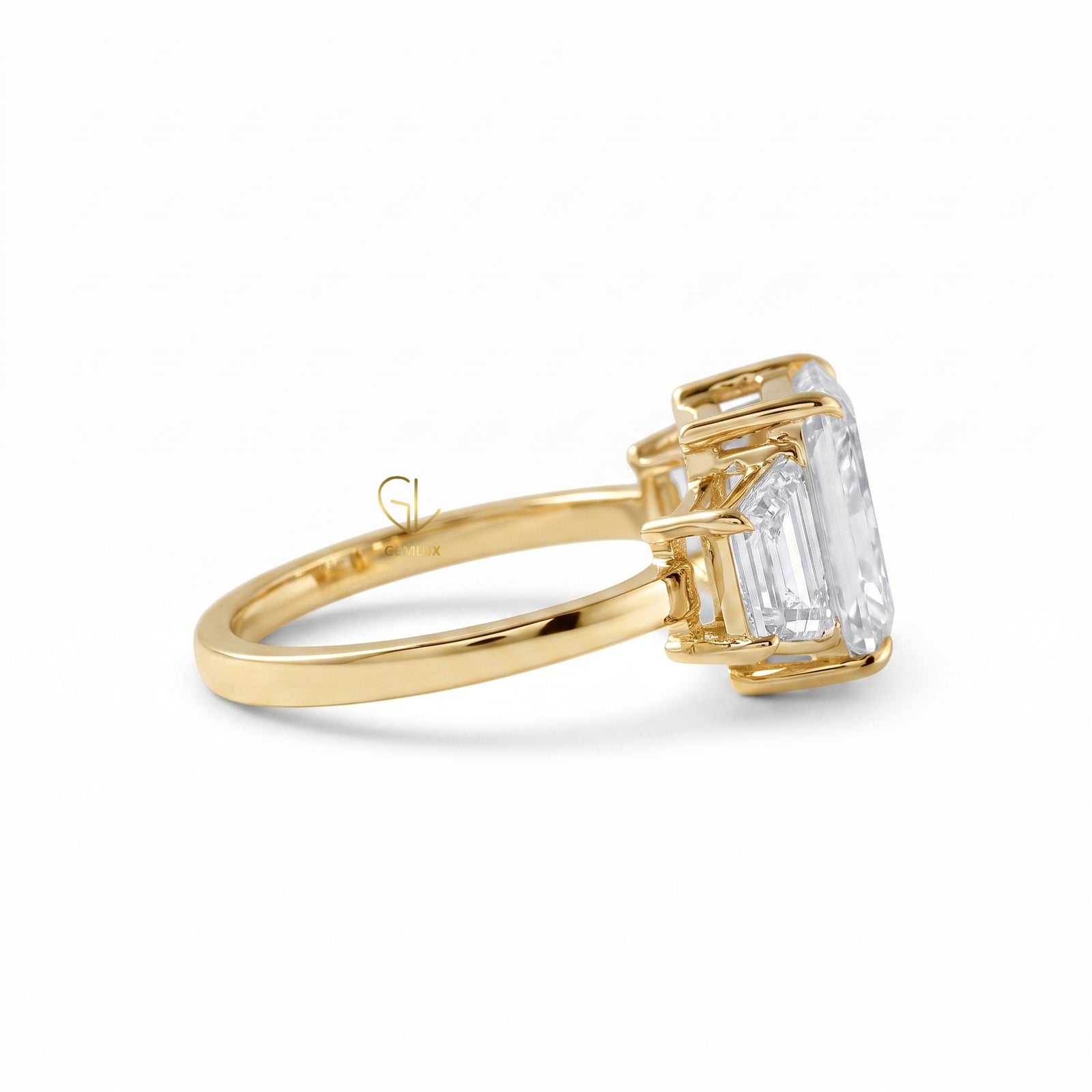 Certified Radiant Cut Three Stone Lab Grown Diamond Engagement Ring