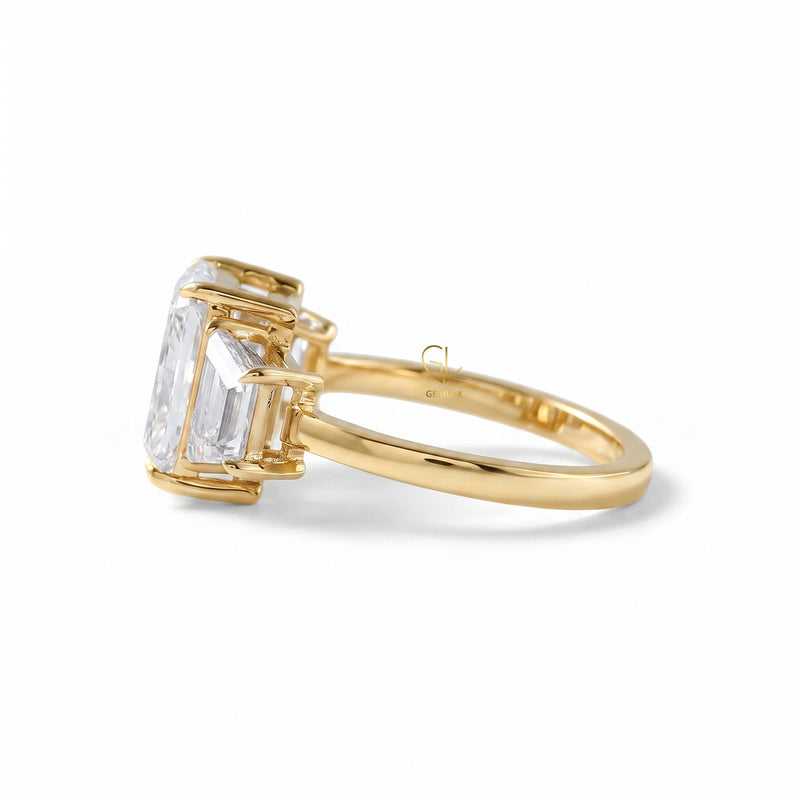 Certified Radiant Cut Three Stone Lab Grown Diamond Engagement Ring