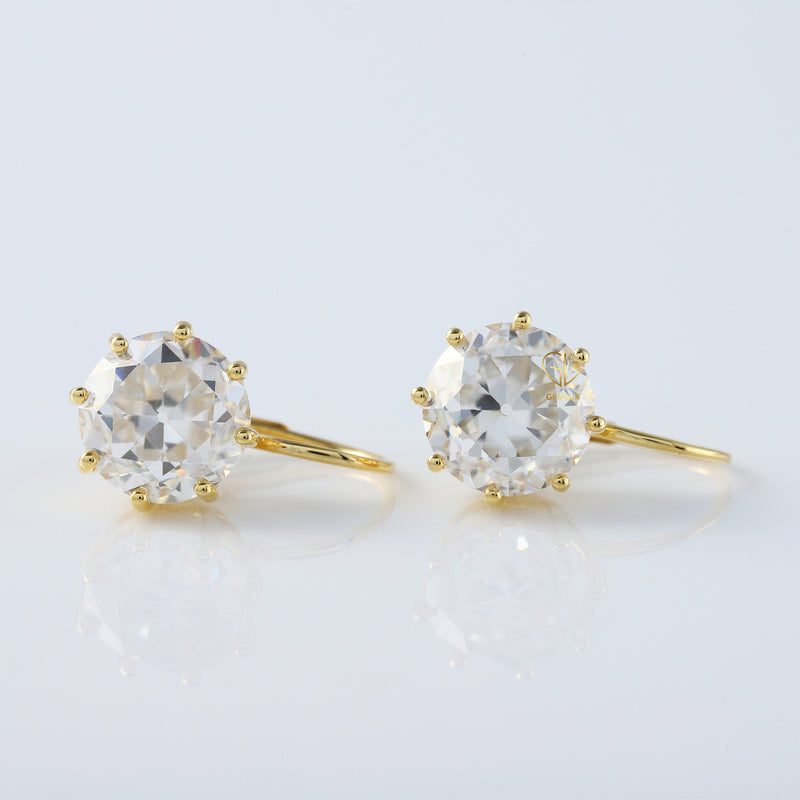 Certified Old European Round Cut Lab Grown Drop Earrings
