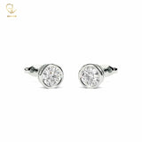 Certified Round Cut Lab Grown Diamond Bezel Set Stud Earrings