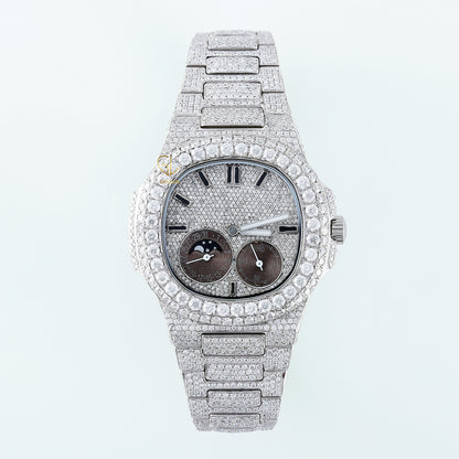 Chronograph Iced Out Moissanite Diamond Hip Hop Watch