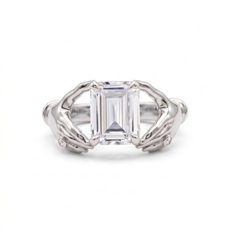 Claddagh Solitaire Emerald Cut Lab Grown Diamond Ring