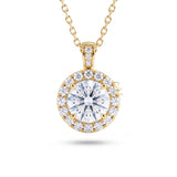 Hearts & Arrows Round Cut Lab Grown Diamond Halo Pendant for Women