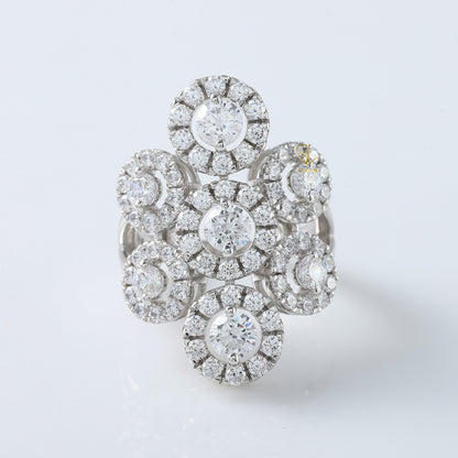 Cluster Halo Moissanite Diamond Engagement Ring