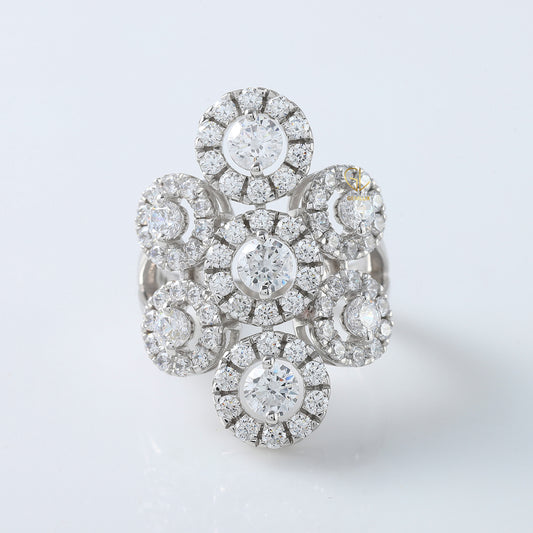 Cluster Halo Moissanite Diamond Engagement Ring