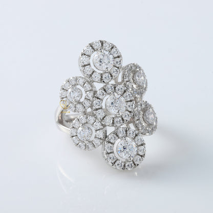 Cluster Halo Moissanite Diamond Engagement Ring