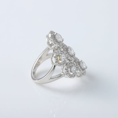 Cluster Halo Moissanite Diamond Engagement Ring