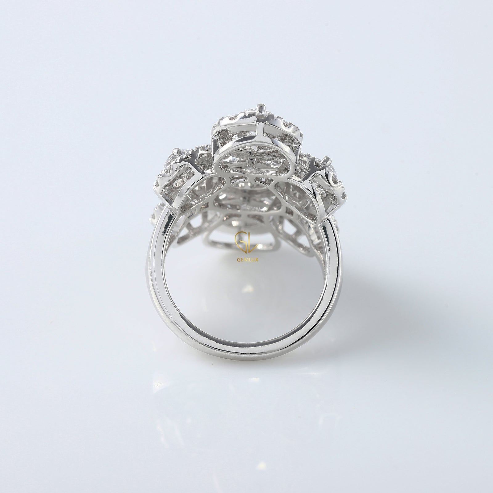Cluster Halo Moissanite Diamond Engagement Ring