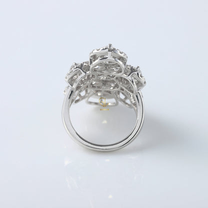 Cluster Halo Moissanite Diamond Engagement Ring