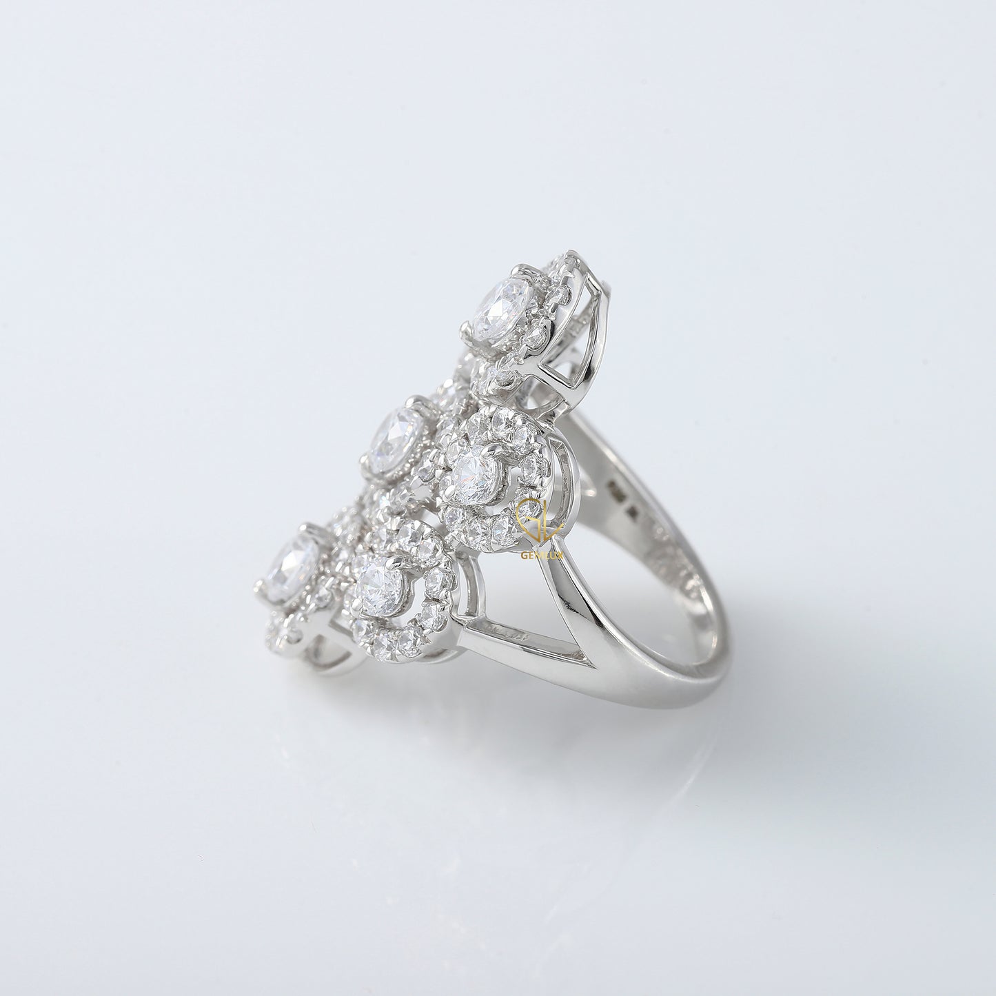 Cluster Halo Moissanite Diamond Engagement Ring