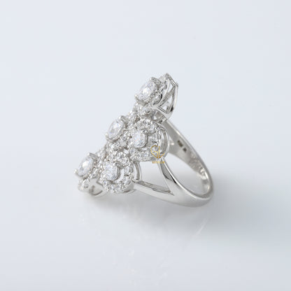 Cluster Halo Moissanite Diamond Engagement Ring