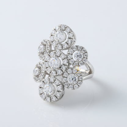 Cluster Halo Moissanite Diamond Engagement Ring