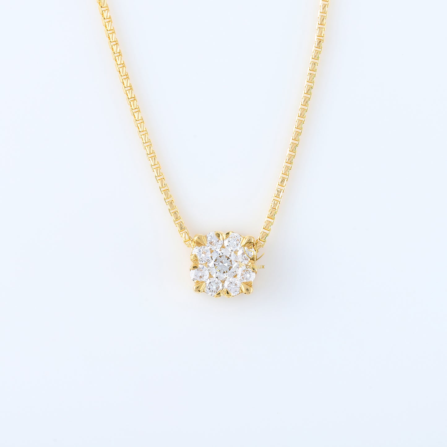 Cluster Floral Halo Round Cut Lab Grown Pendant Necklace