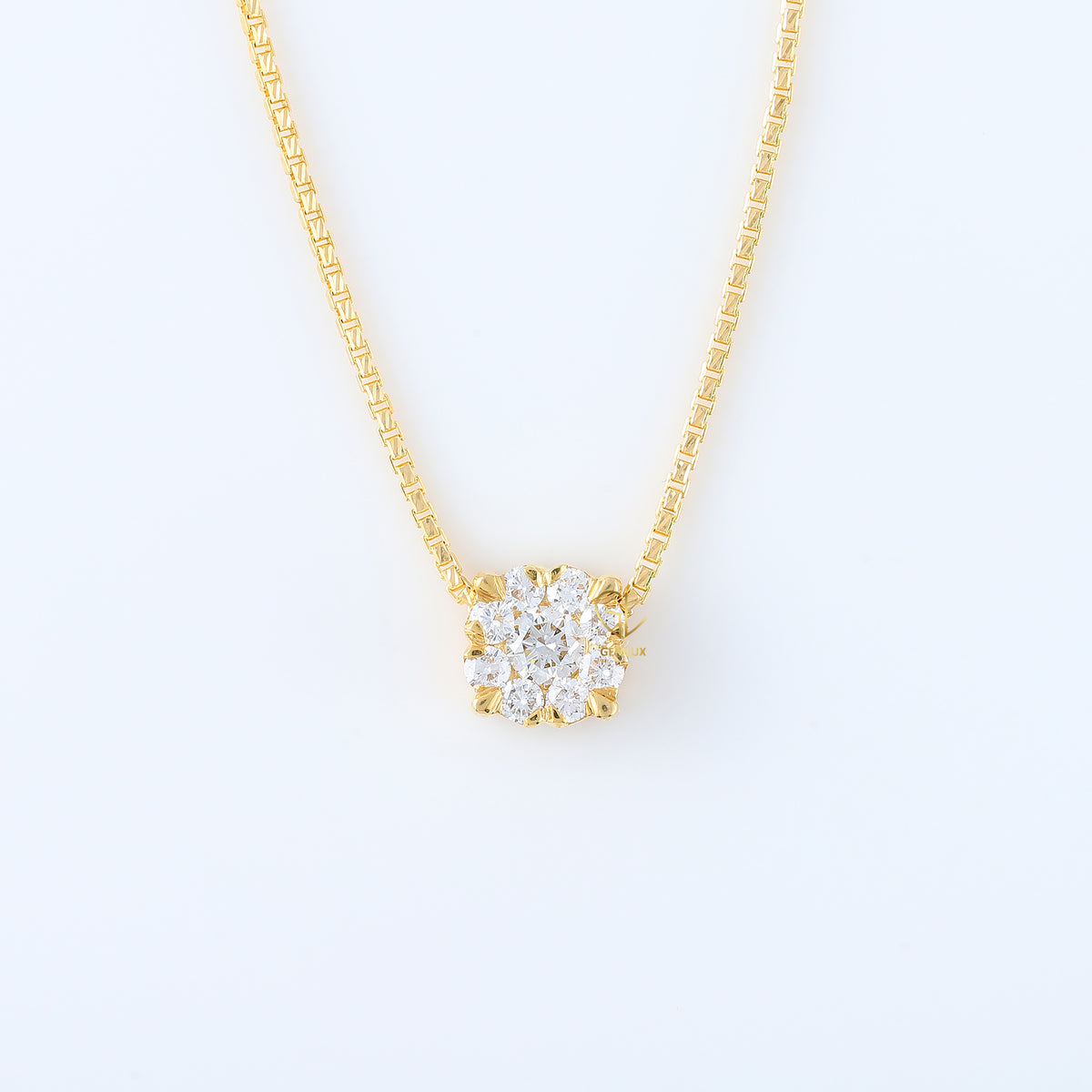 Cluster Floral Halo Round Cut Lab Grown Pendant Necklace