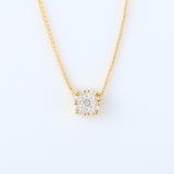 Cluster Floral Halo Round Cut Lab Grown Pendant Necklace