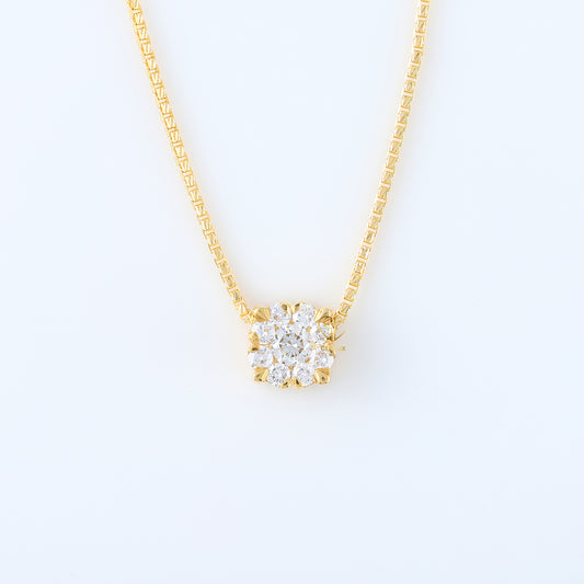 Cluster Floral Halo Round Cut Lab Grown Pendant Necklace