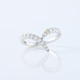 Curved V Shape Round Cut Moissanite Wedding Ring