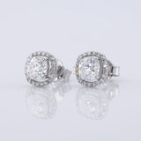 Cushion Cut Moissanite Halo Stud Earrings