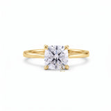 Cushion Moissanite Solitaire Hidden Halo Engagement Ring