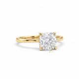 Cushion Moissanite Solitaire Hidden Halo Engagement Ring