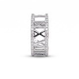 Custom Roman numeral wedding date lab grown diamond ring with pavé diamond borders