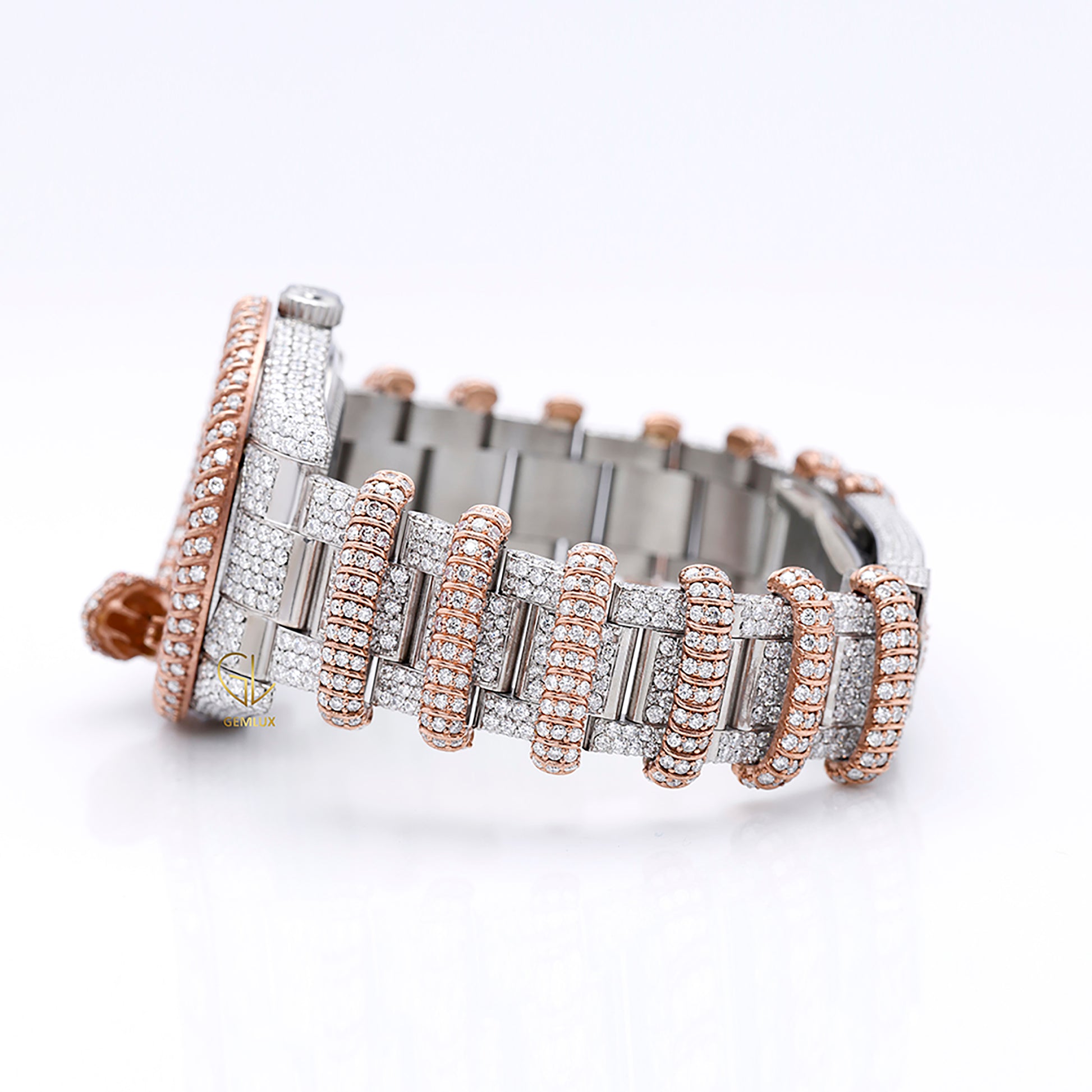 Customised Iced Out Roman Dial Moissanite Diamond Snake Watch