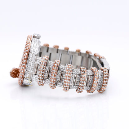 Customised Iced Out Roman Dial Moissanite Diamond Snake Watch
