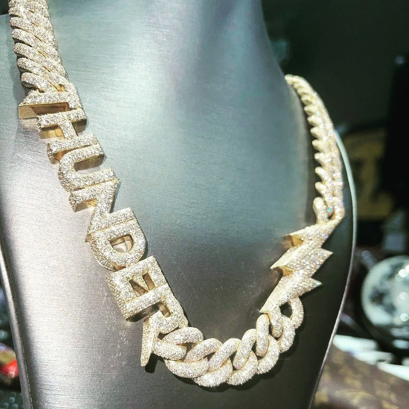 Customised Iced Out Name Cuban Link Chain - VVS Moissanite