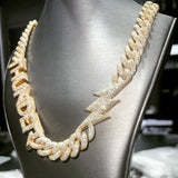 Customised Iced Out Name Cuban Link Chain - VVS Moissanite