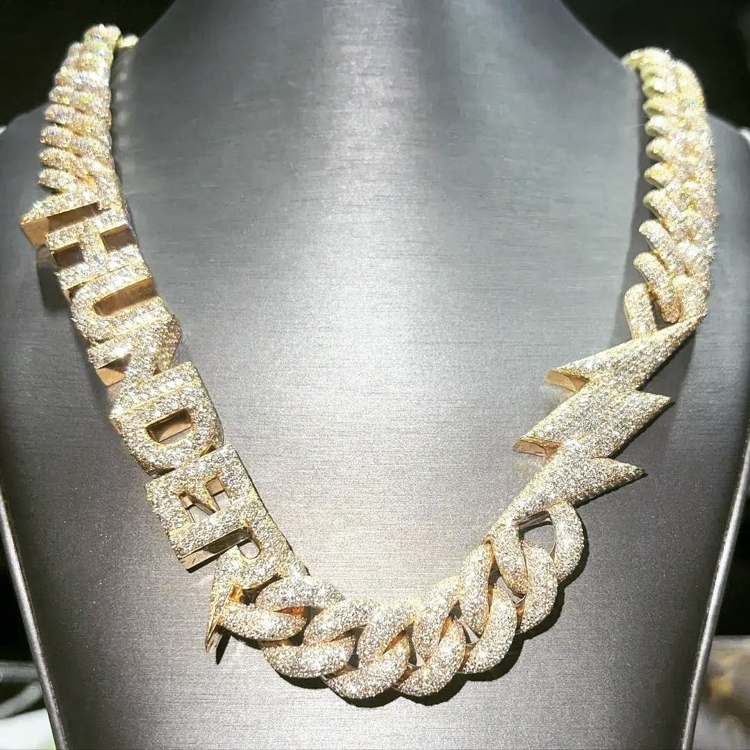 Customised Iced Out Name Cuban Link Chain - VVS Moissanite