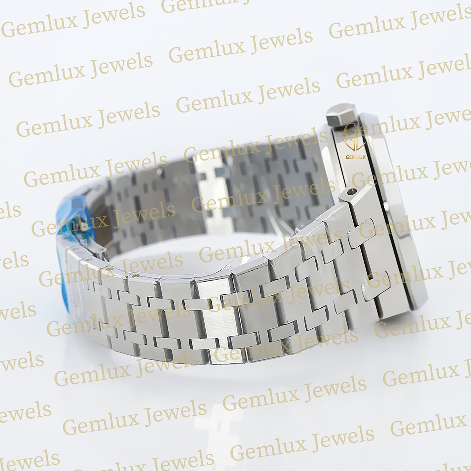 Date Just Black Dial Moissanite Diamond Bezel Wrist Watch For Men