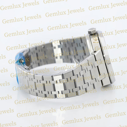 Date Just Black Dial Moissanite Diamond Bezel Wrist Watch For Men