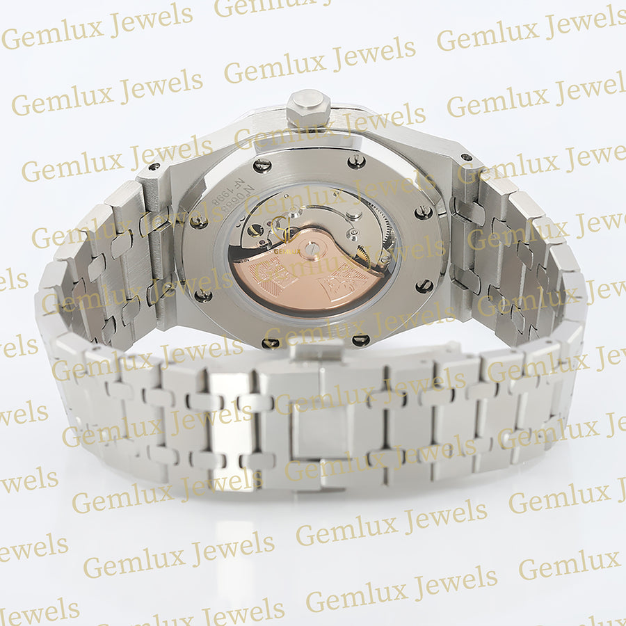 Date Just Black Dial Moissanite Diamond Bezel Wrist Watch For Men