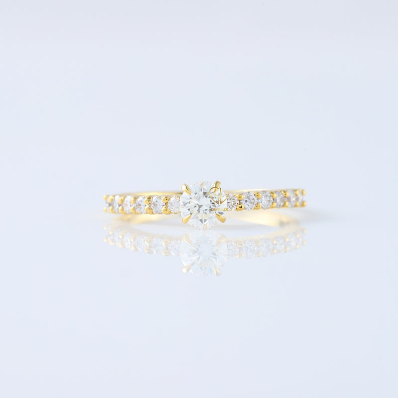 Round Moissanite Solitaire Accent Engagement Ring