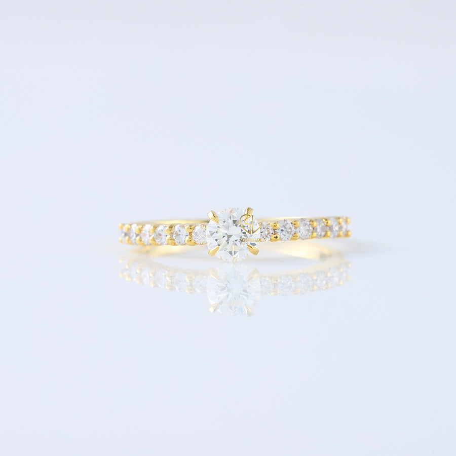 Round Moissanite Solitaire Accent Engagement Ring