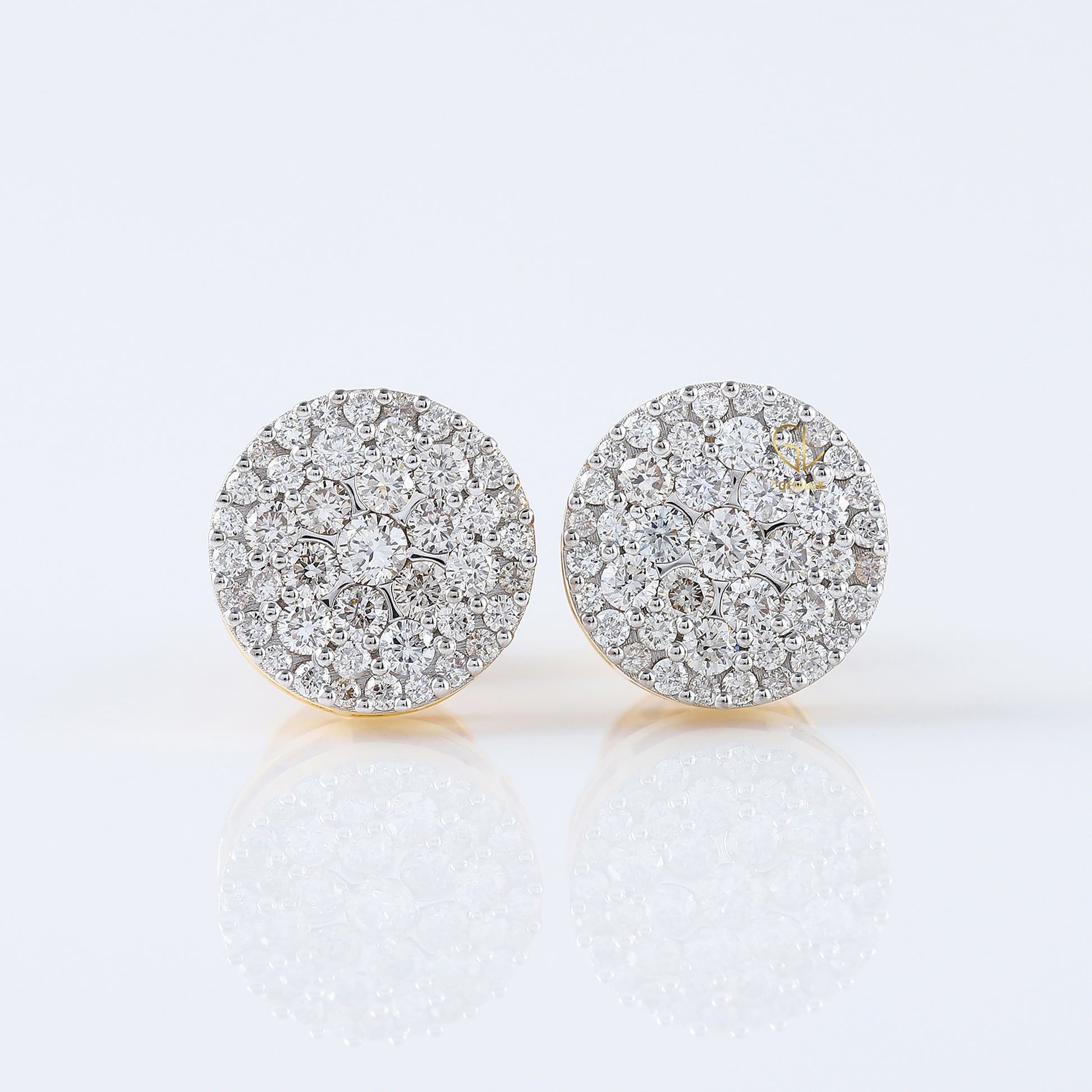 Disc Cluster Round Moissanite Screw Back Stud Earrings