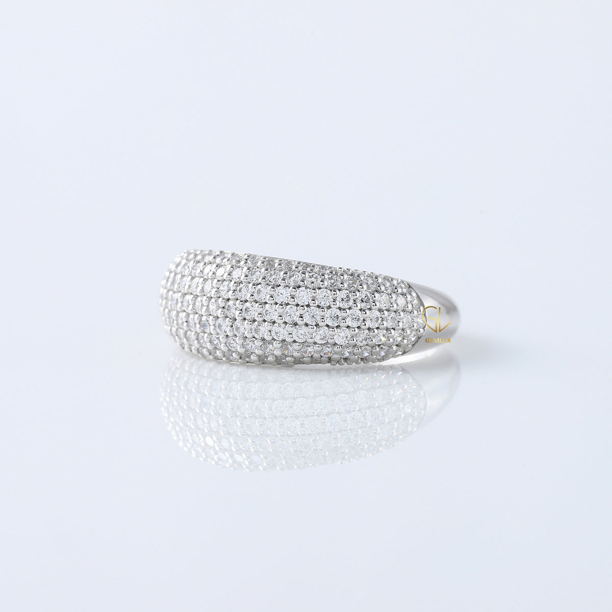 Dome Style Pave Set Lab Grown Diamond Chunky Ring