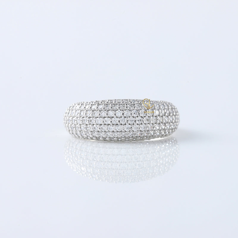 Dome Style Pave Set Lab Grown Diamond Chunky Ring