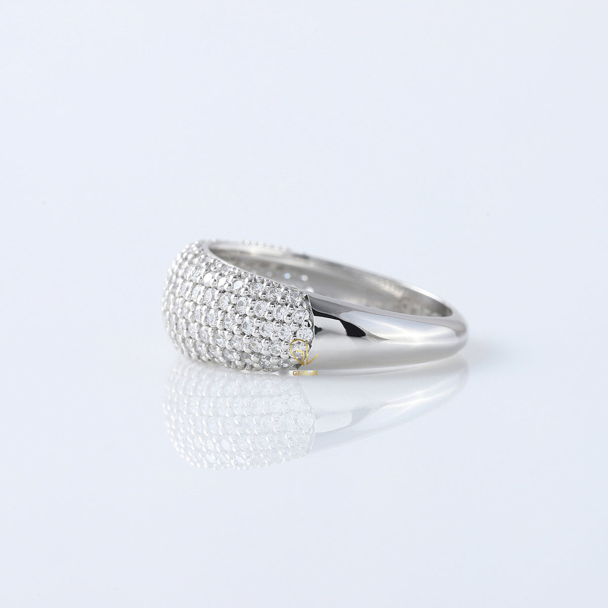 Dome Style Pave Set Lab Grown Diamond Chunky Ring