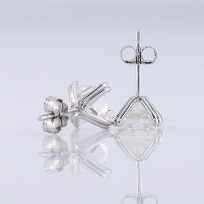 Double Prong Set Princess Sut Lab Grown Stud Earrings