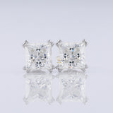 Double Prong Set Princess Sut Lab Grown Stud Earrings