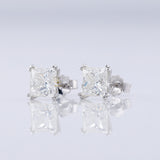 Double Prong Set Princess Cut Moissanite Stud Earrings