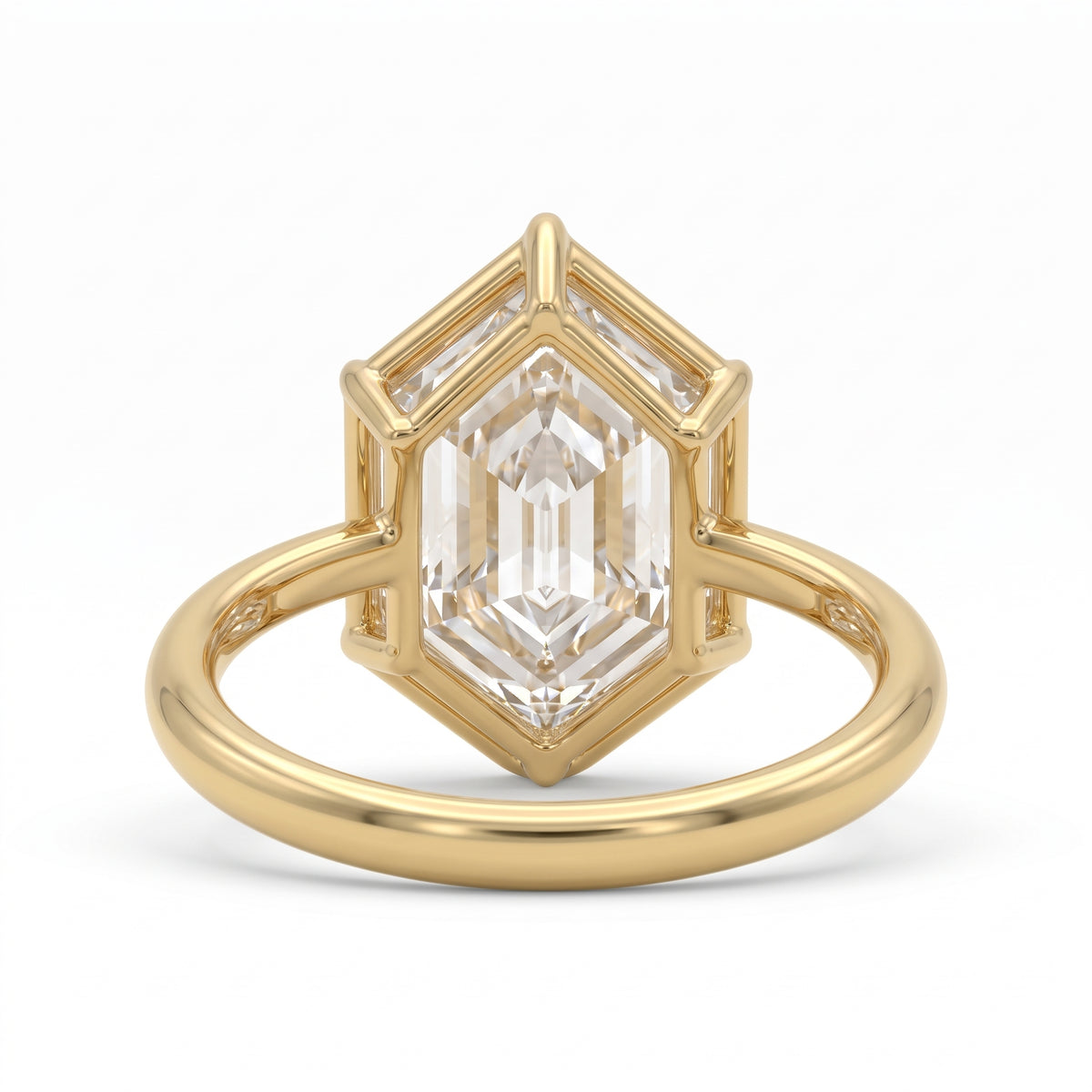 Dutch marquise-cut lab-grown diamond solitaire engagement ring with a six-claw framed setting and polished yellow-gold band.