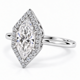 Dutch Marquise Cut Lab Grown Halo Engagement Ring 